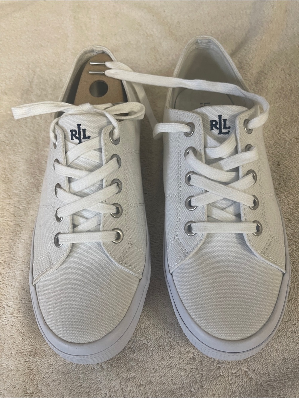 Ralph Lauren RLL White Canvas Low Top Sneakers